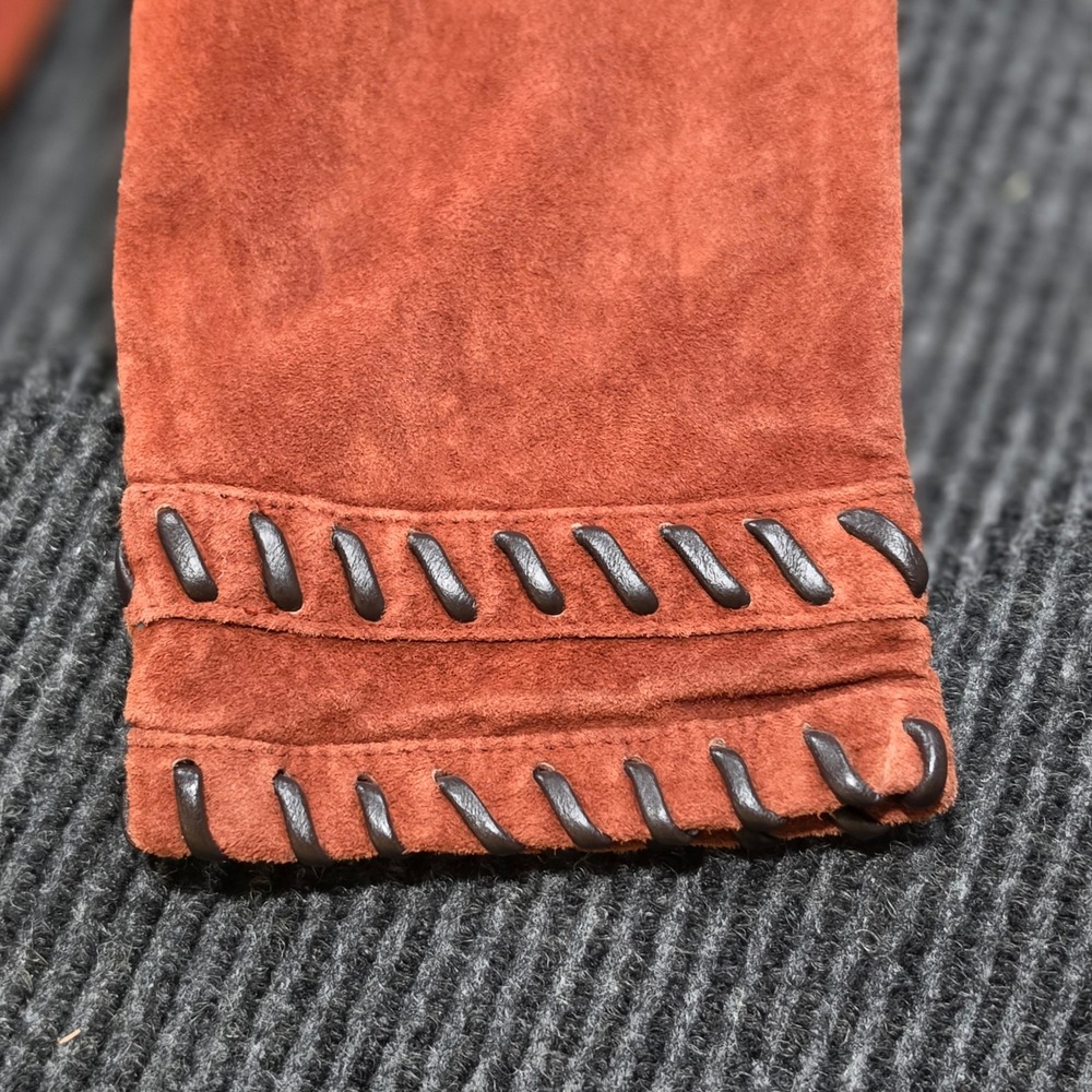 Linea by Louis Dell'Olio Suede Jacket Women Large Rust Leather Whipstitch Trim - Picture 6 of 11